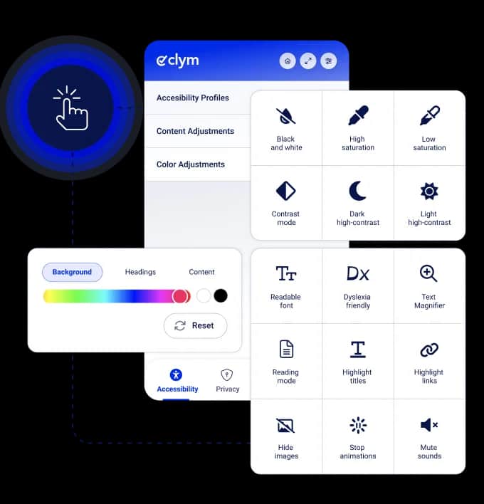 Clym accessibility widget preview